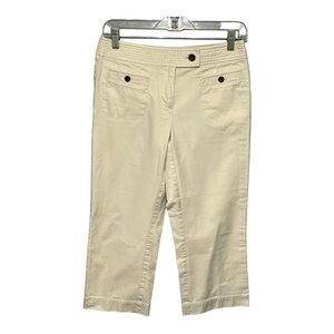 Talbots Stretch Capri Pant Beige Casual Classic Relaxed Fit Straight-Leg Cropped
